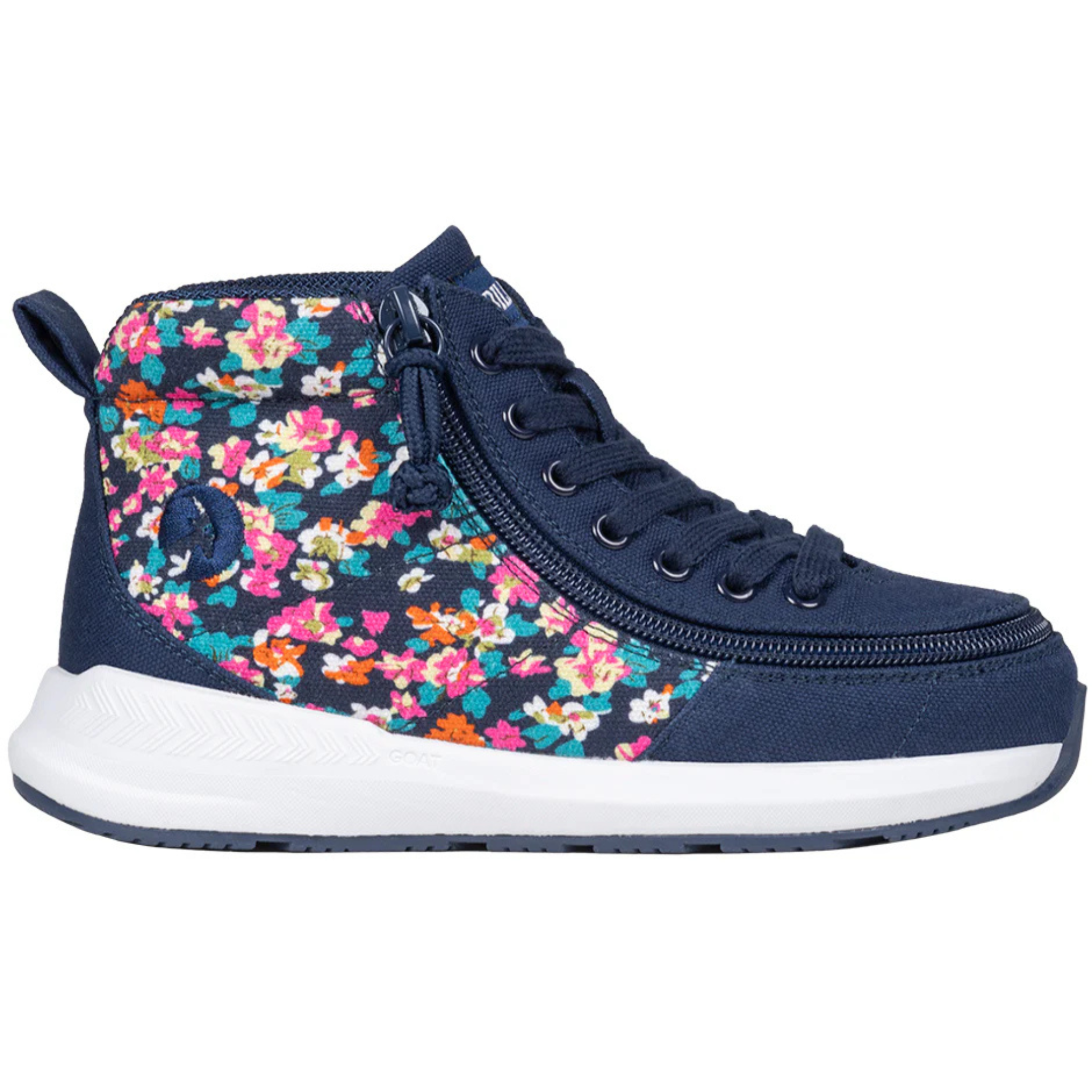Billy Footwear (Toddlers) - High Top Goat Navy Floral Shoes