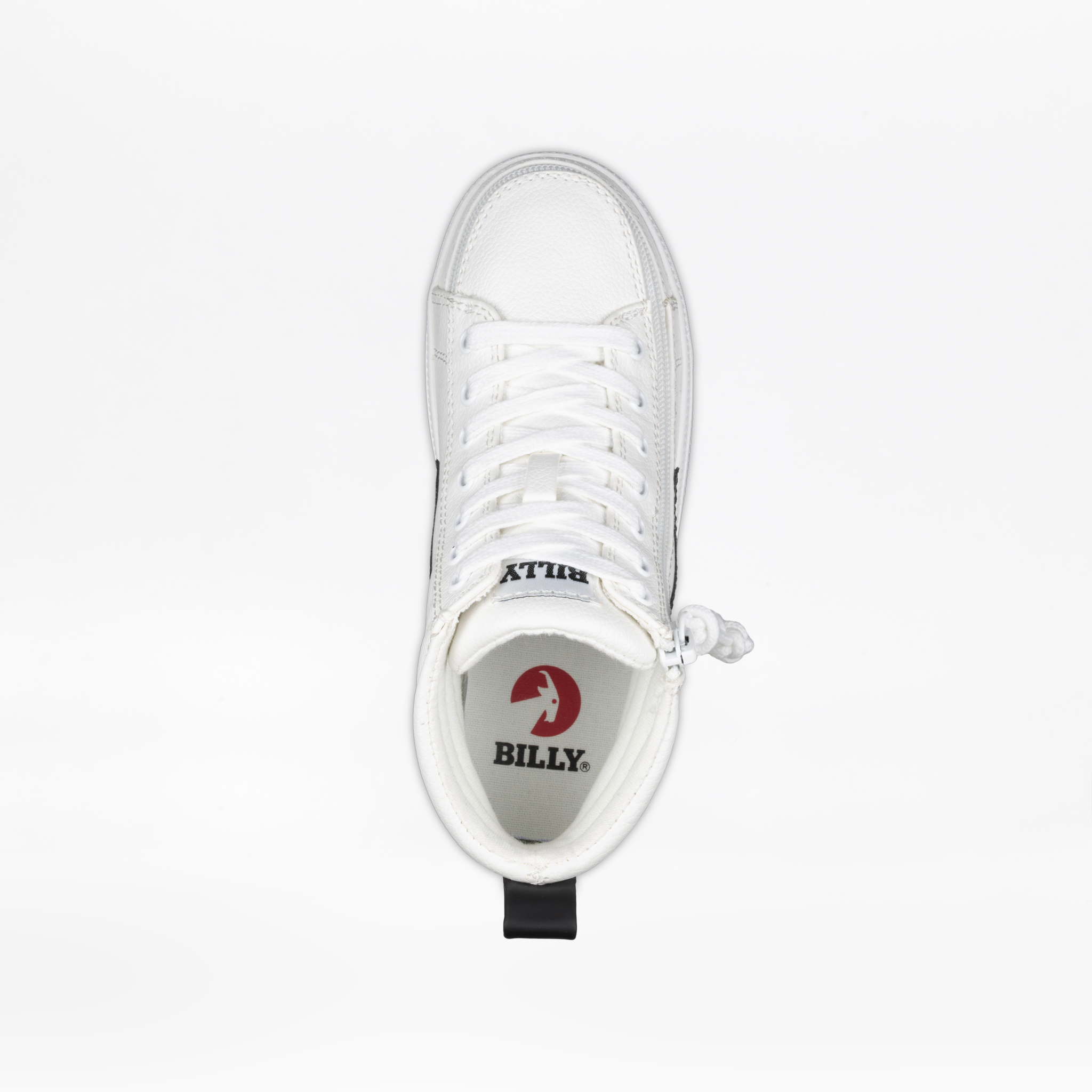 Billy Footwear (Kids) - High Top White/Black CS Faux Leather Shoes