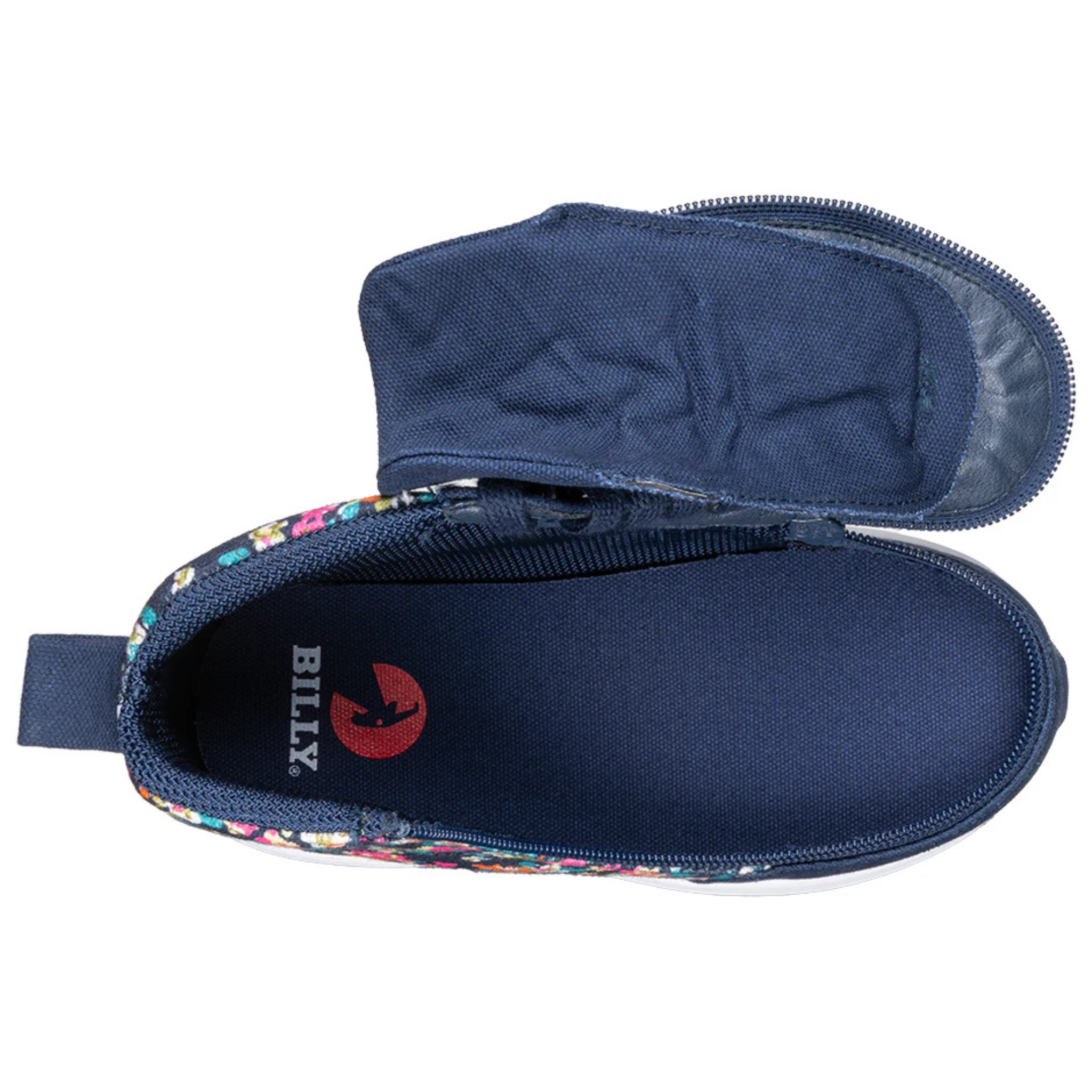 Billy Footwear (Toddlers) - High Top Goat Navy Floral Shoes