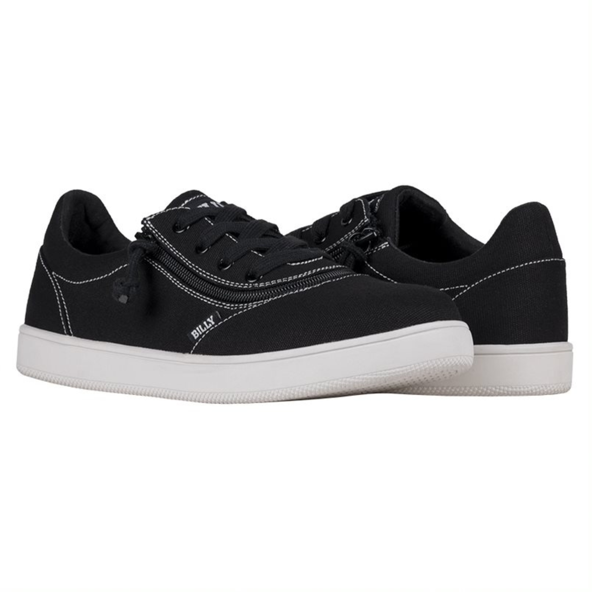 Billy Footwear (Mens) Short Wrap - Low Top Canvas Black/White Stitch Shoes - CLEARANCE