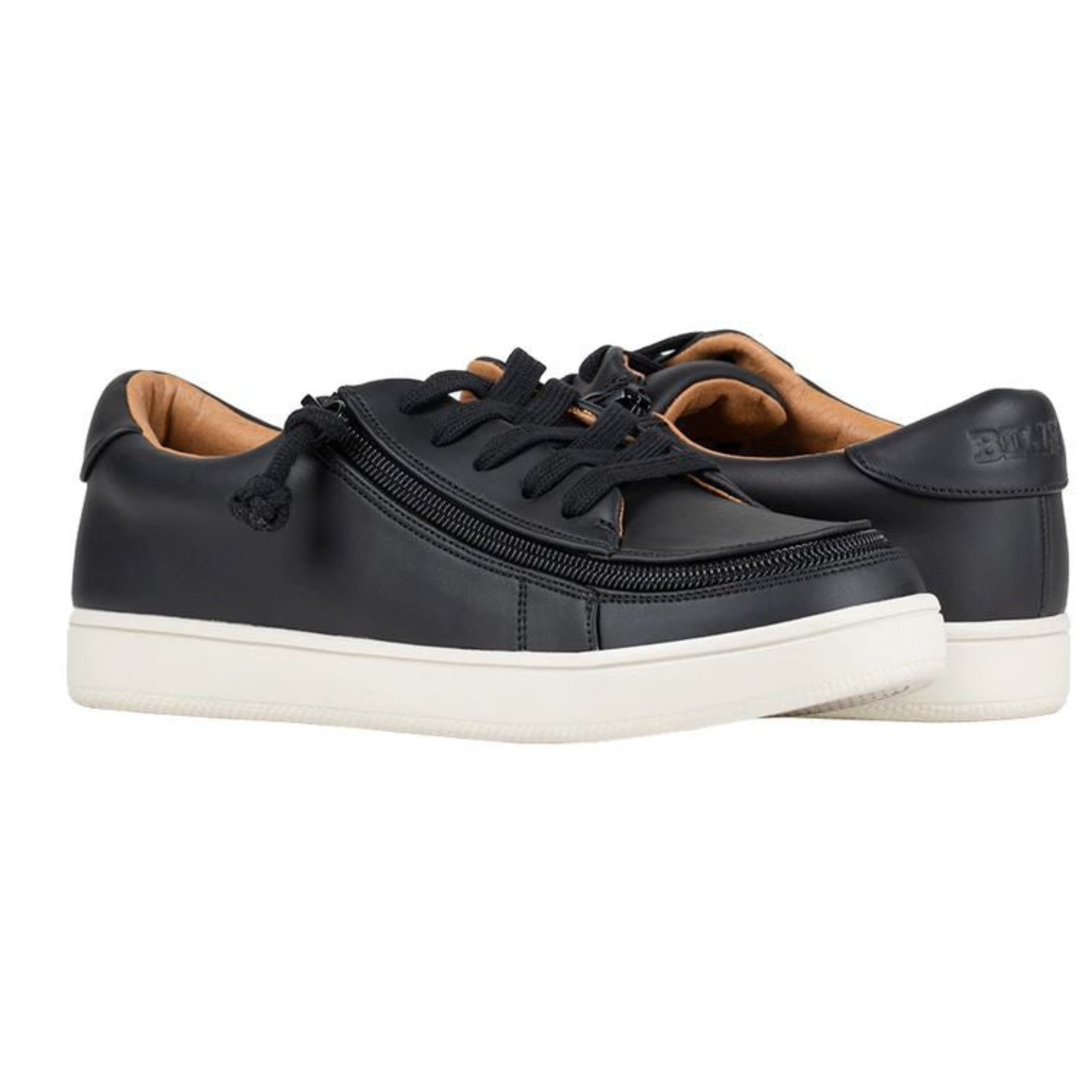 Billy Footwear (Womens) - Low Top Faux Leather Black/White Stitch Shoes