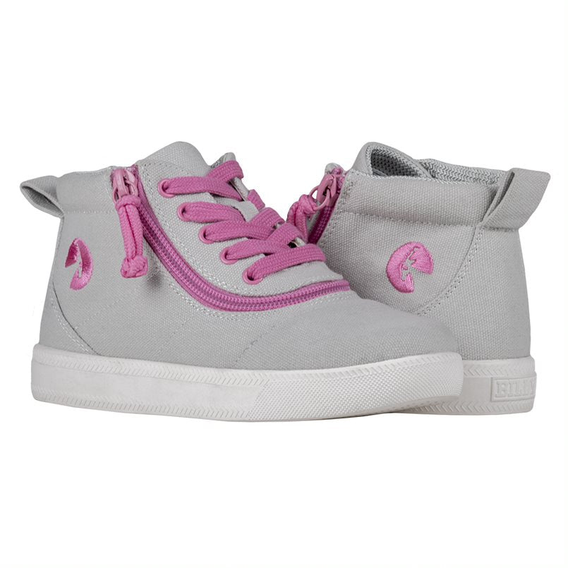 Billy Footwear (Kids) DR Fit Short Wrap - High Top Grey Pink Canvas Shoes - CLEARANCE