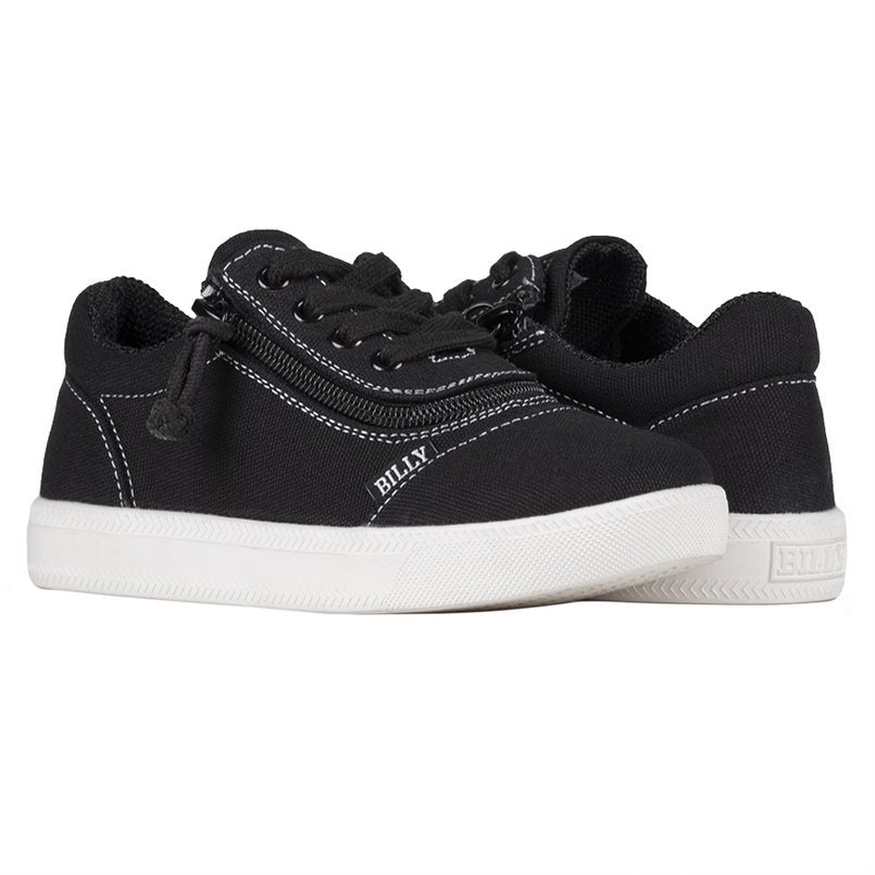 Billy Footwear (Kids) DR Fit Short Wrap - Low Top Black White Canvas Shoes - CLEARANCE
