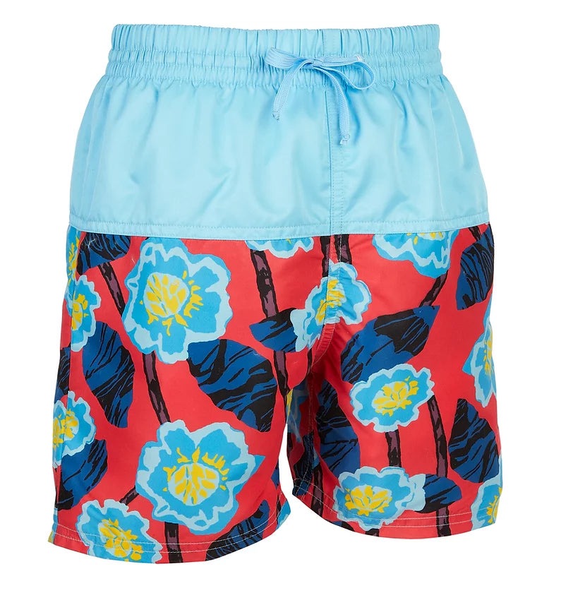 Kes-Vir - Boys Floral Blue Board Shorts - Eco Friendly