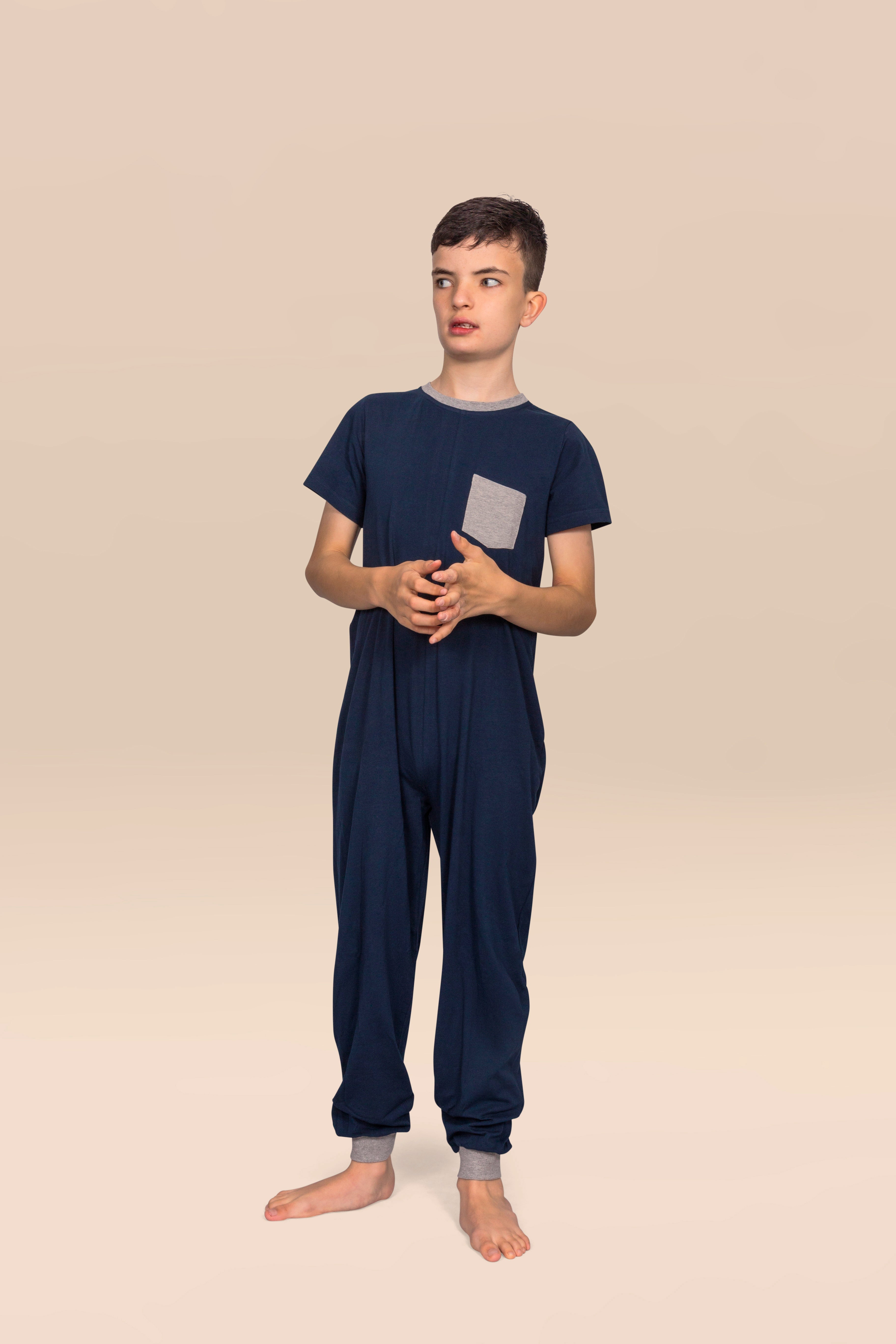KayCey_Adaptive_clothing_for_older_children_with_special_needs_Short_Sleeve_long_leg_lifestyleimage