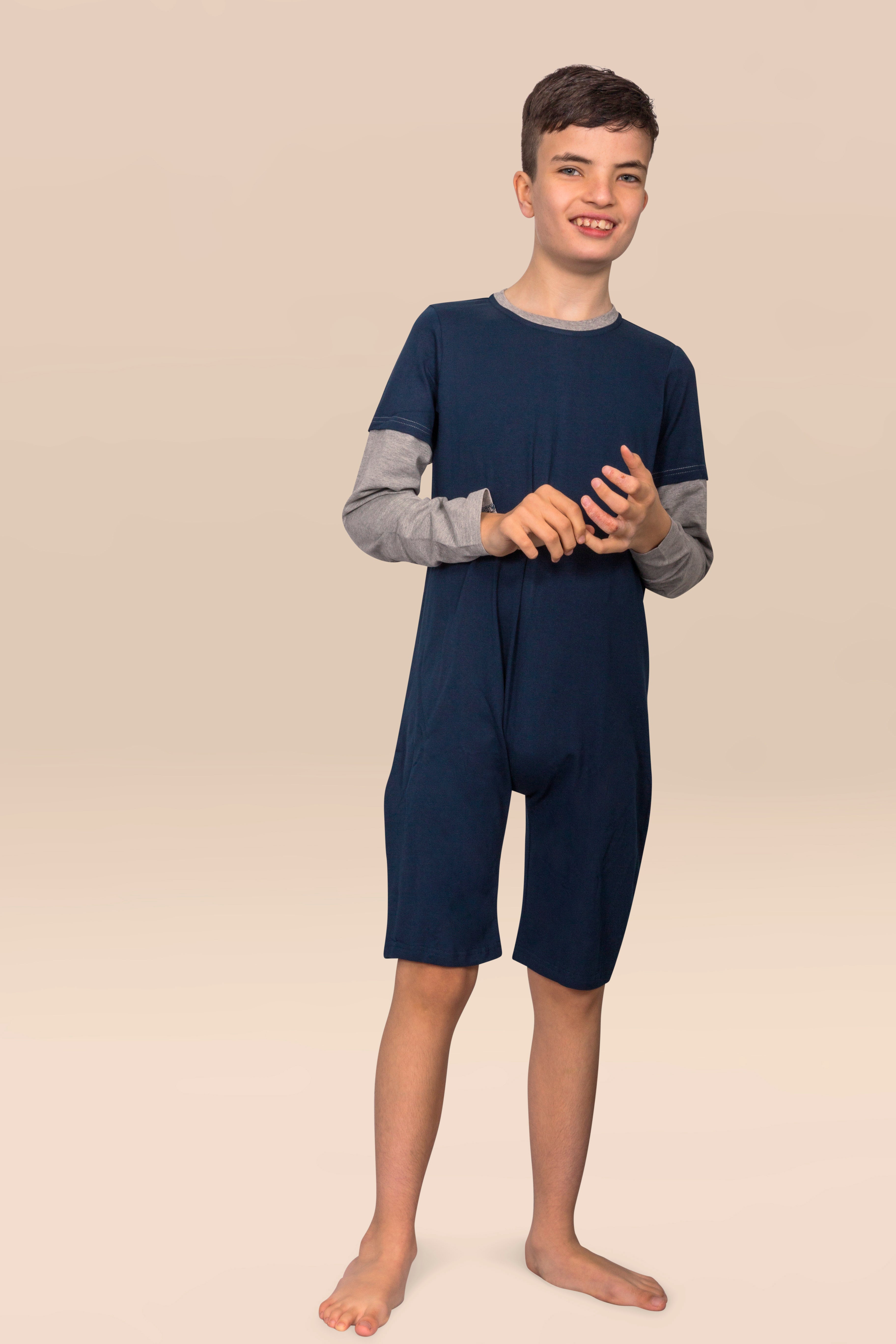 KayCey_Adaptive_clothing_for_older_children_with_special_needs_Zip_Back_navy-grey_Long_Sleeve_lifestyle_img