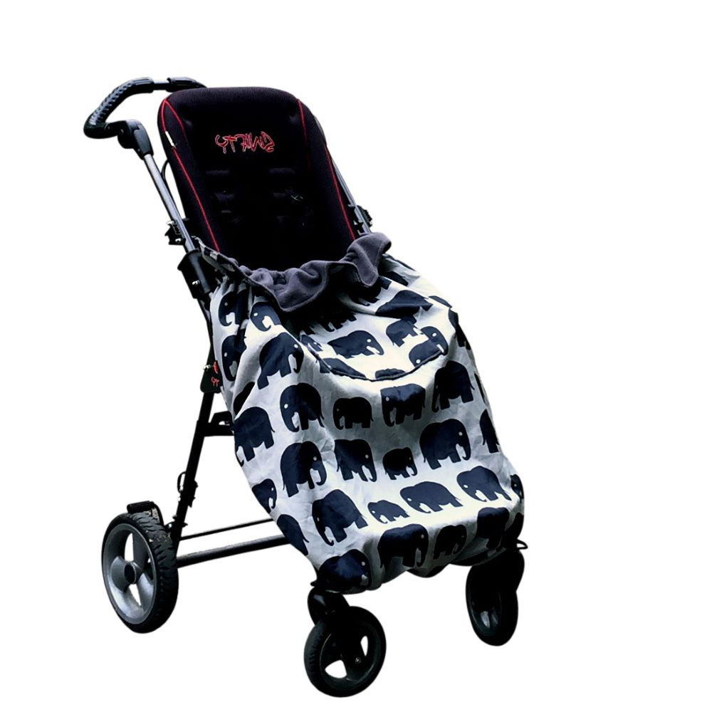 BundleBean_wheelchair_cosy_cover_kids_elephants_fleece_lined_waterproof_universal_fit