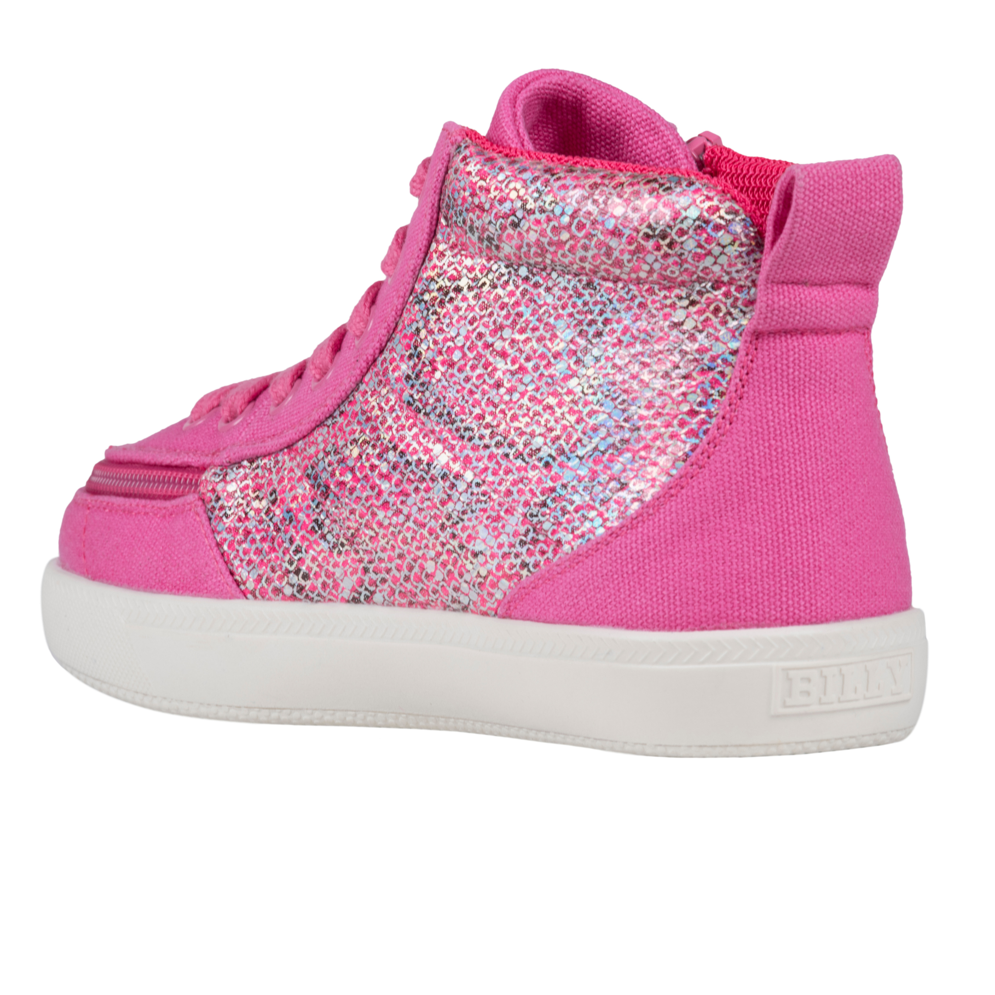 Billy Footwear (Toddlers)  - High Top D|R Fuchsia Snake Canvas Shoes