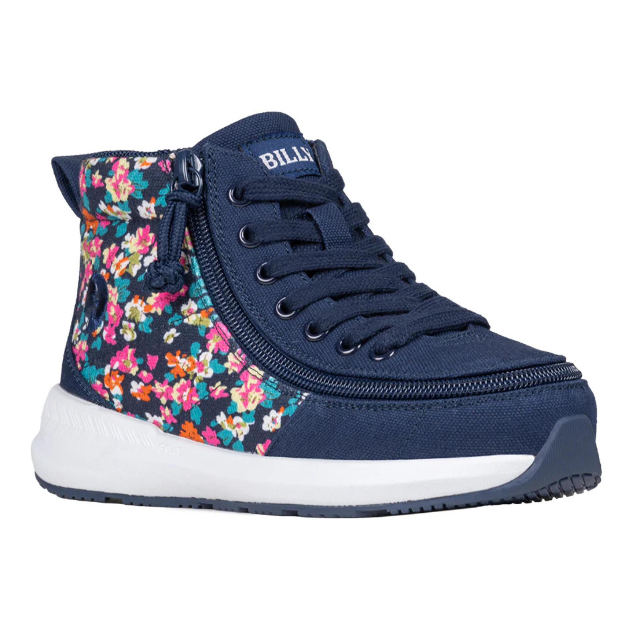 Billy Footwear (Toddlers) High Top Goat Navy Floral Shoes