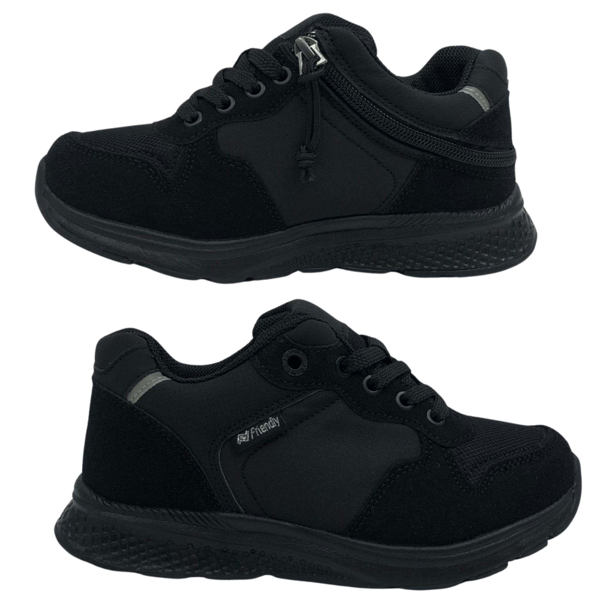Friendly Shoes Excursion (Kids) - Wider Fit All Black