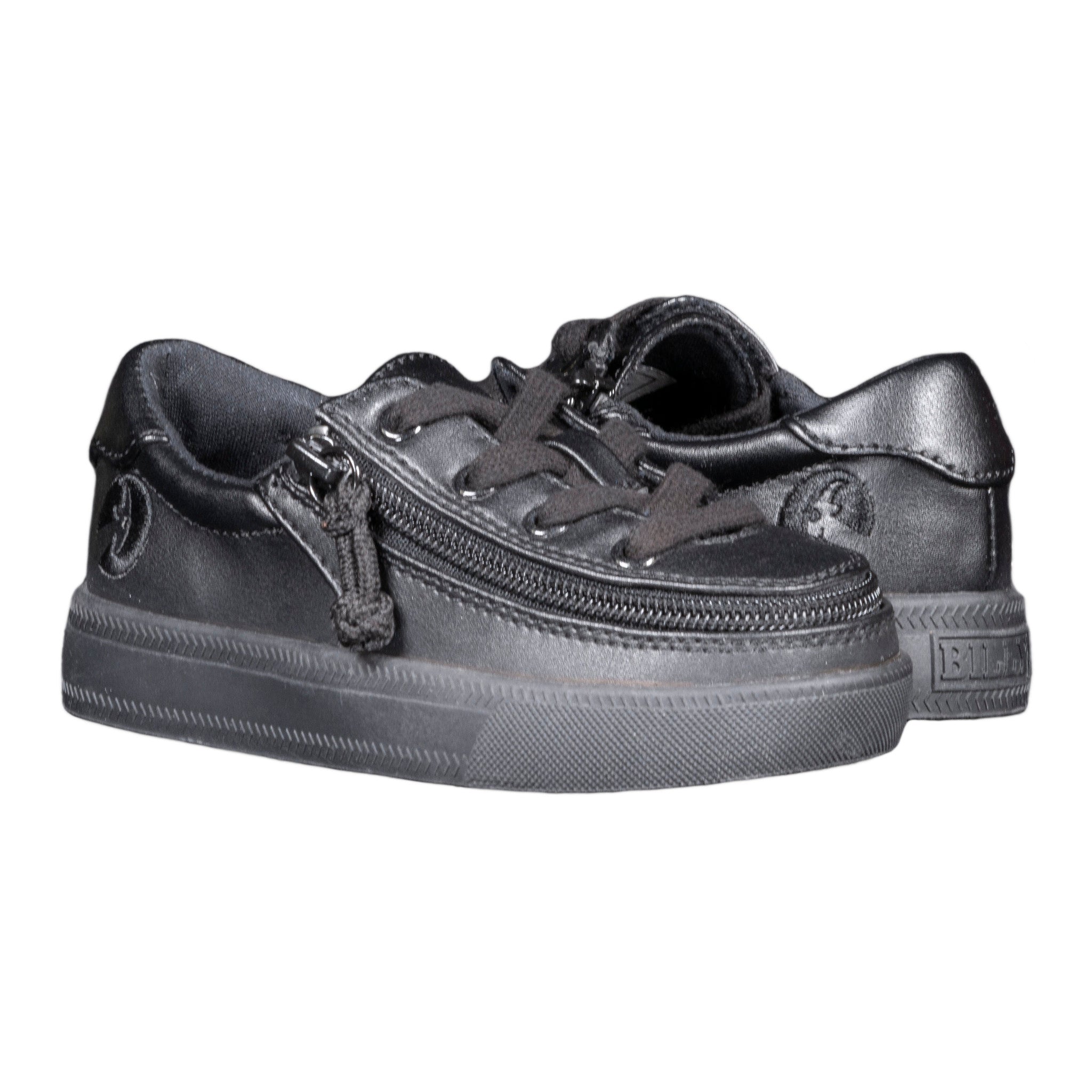 Billy Footwear (Toddlers)- Low Top Black Faux Leather Shoes CLEARANCE