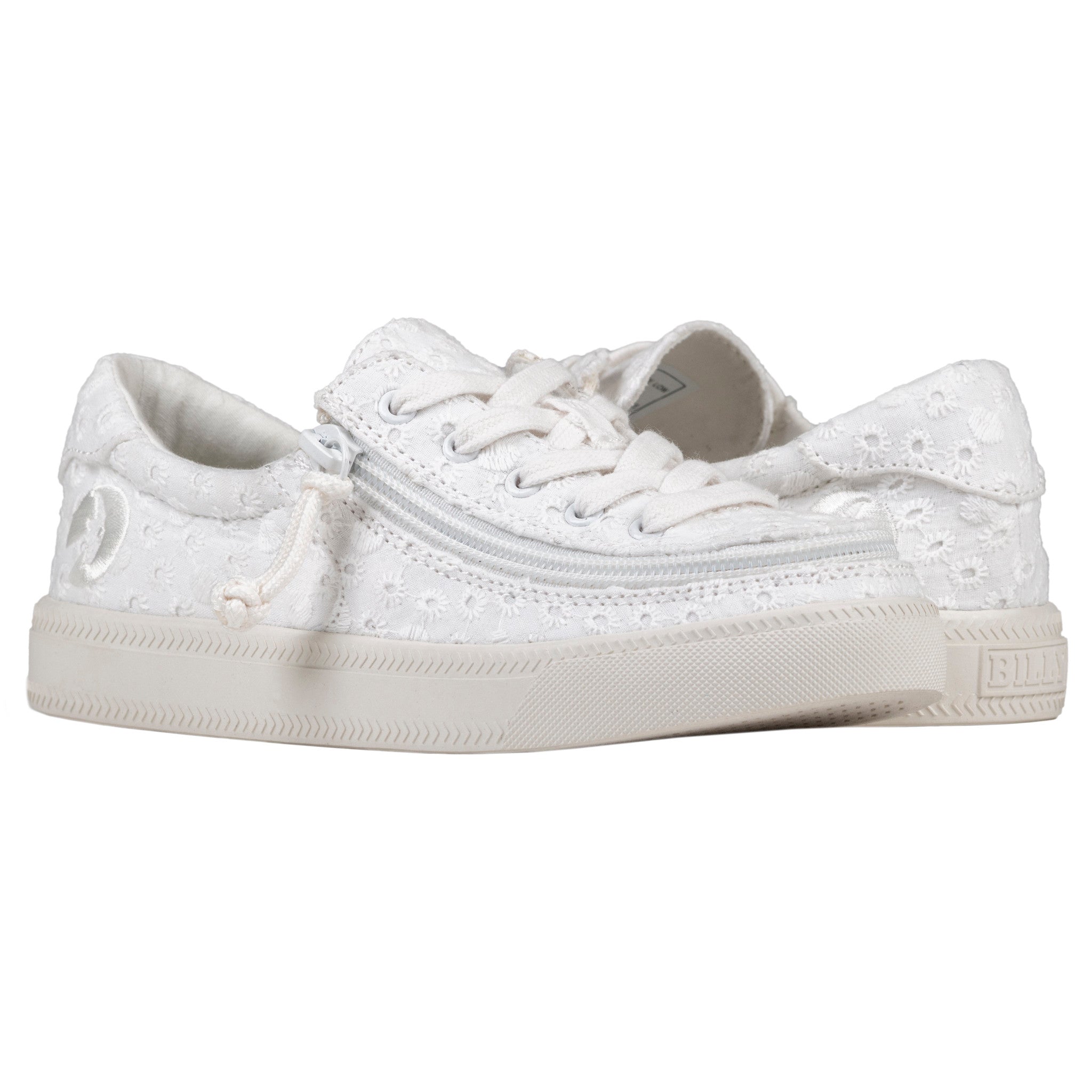 Billy Footwear (Kids)  - Low Top White Eyelet Canvas Shoes CLEARANCE