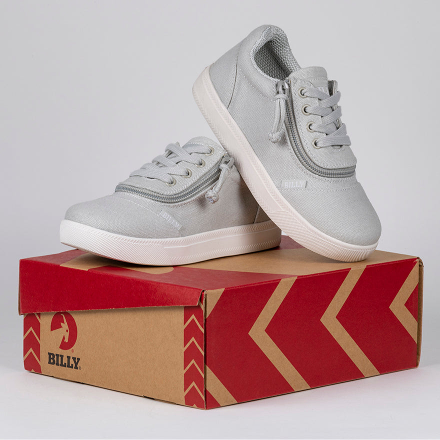 Billy Footwear (Kids) DR Fit - Short Wrap Low Top Grey  Canvas Shoes- CLEARANCE