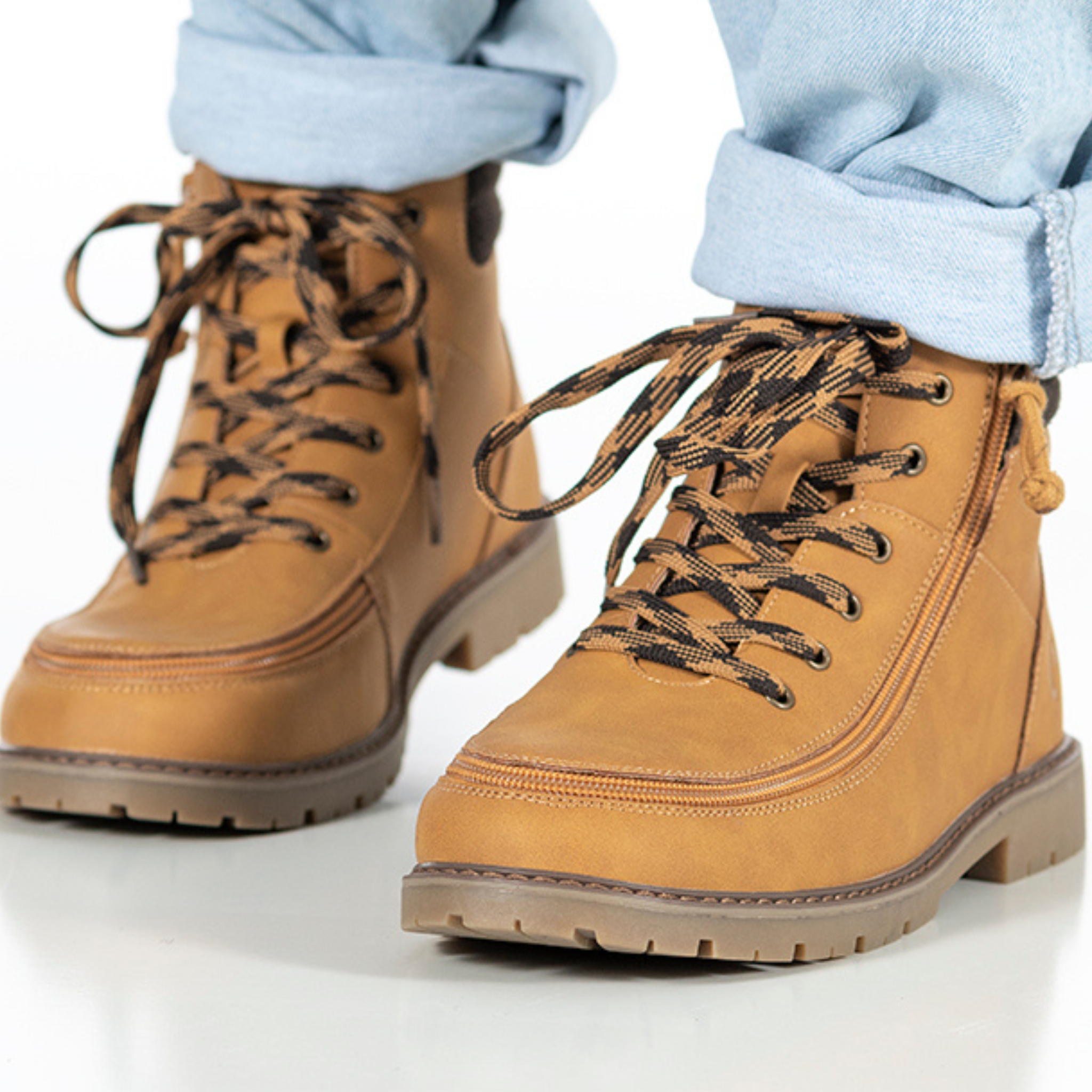 Billy Footwear (Kids) -  Tan Faux Leather Lug Boots