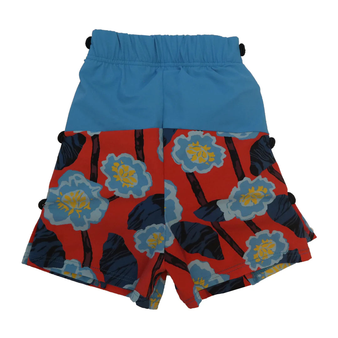 Kes-Vir Swim Wrap Shorts for Boys Floral Blue