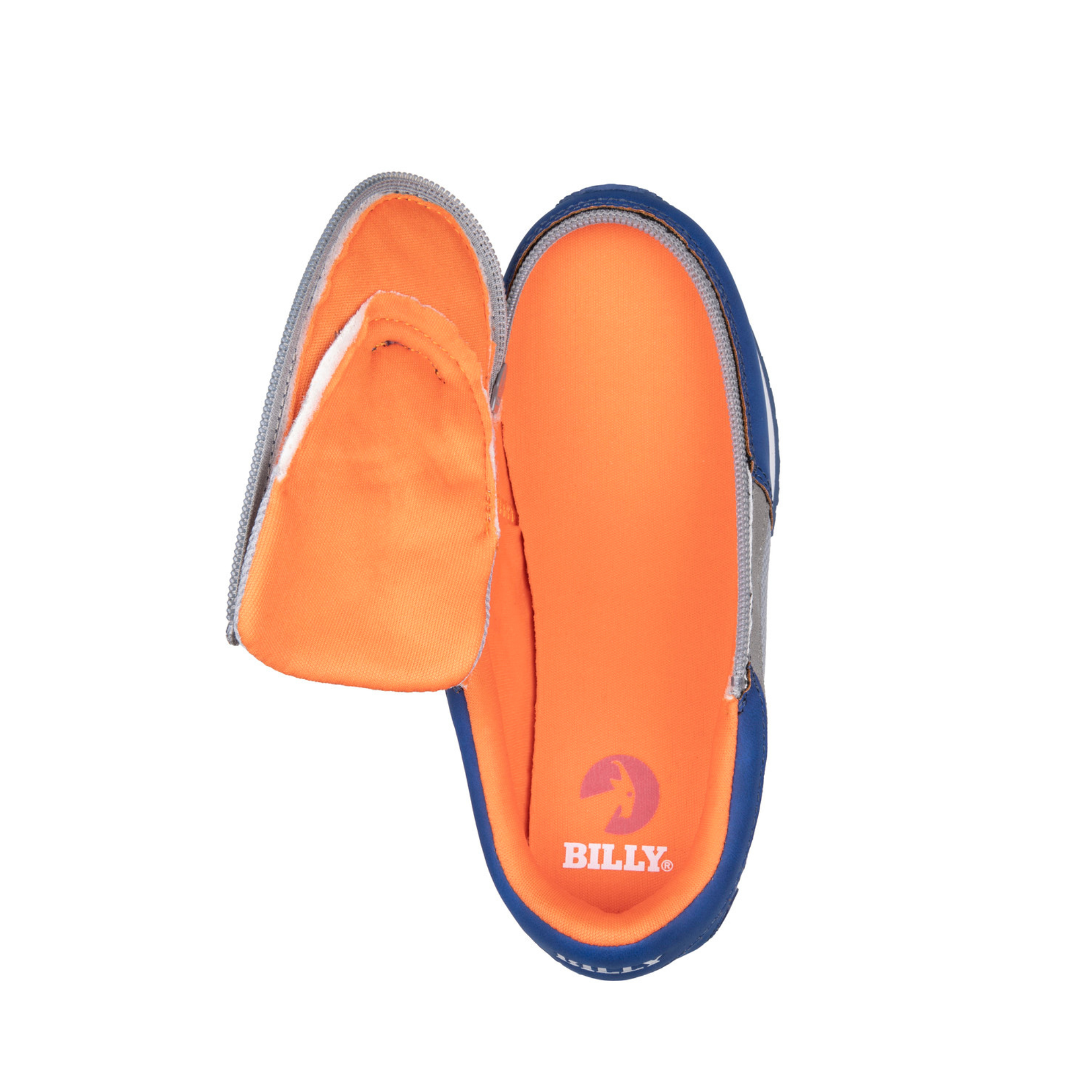 Billy Footwear (Kids) - Navy / Orange Faux Suede Trainers