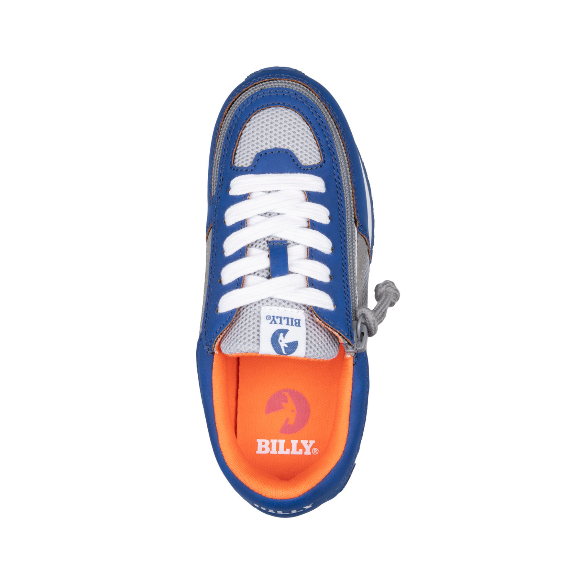 Billy Footwear (Kids) - Navy / Orange Faux Suede Trainers
