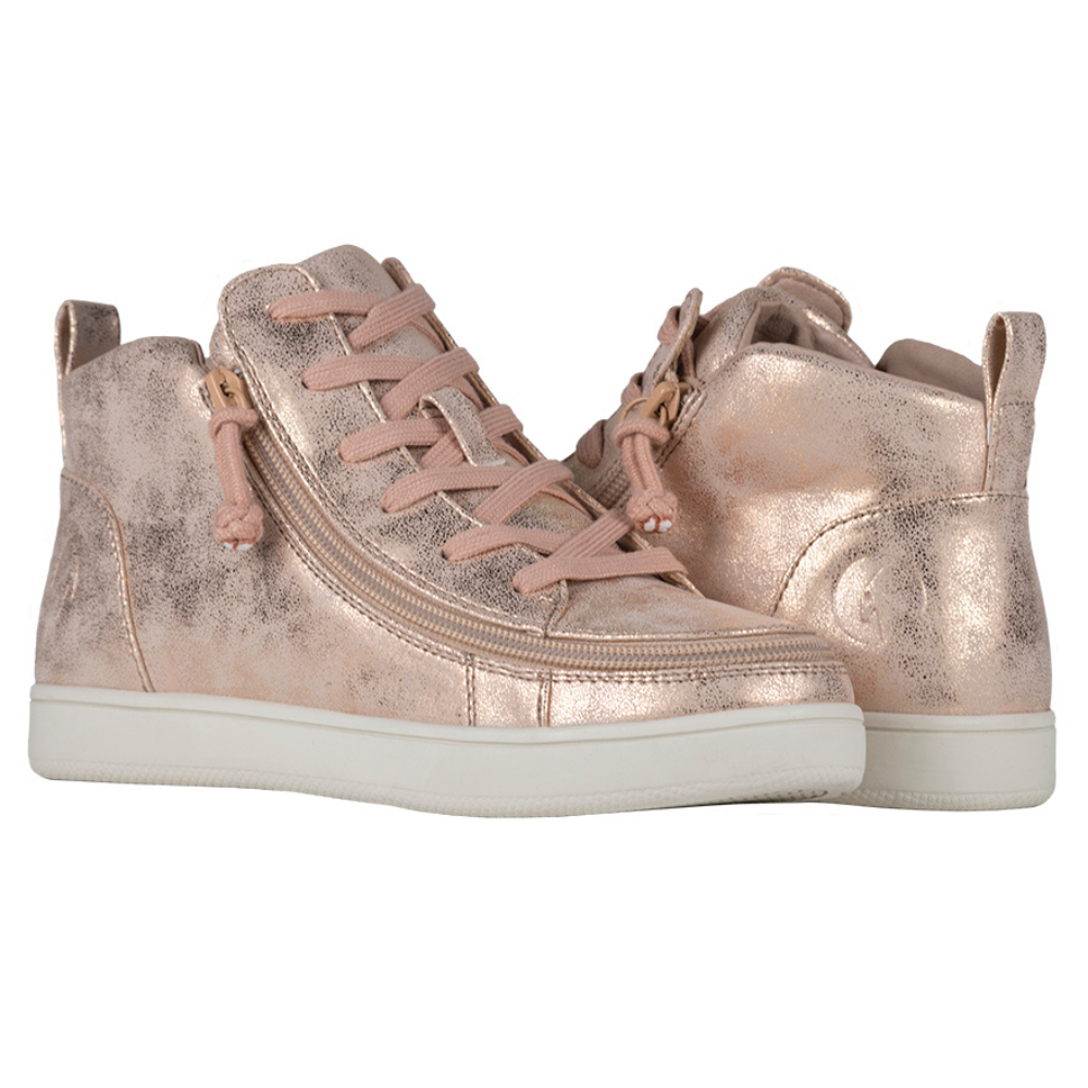 Billy Footwear (Womens) - Mid Top Faux Leather Rose Gold Shoes -  WIDE