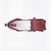 Maroon & white trainer photographed from above with white insole on a white background. Trainers two side zips are fully unzipped showing full access to the inside