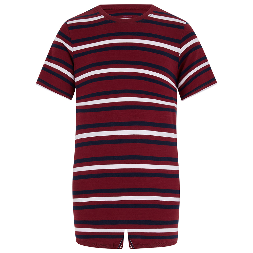 KayCey® Signature Stripes Short Sleeve Popper Vest Bodysuit