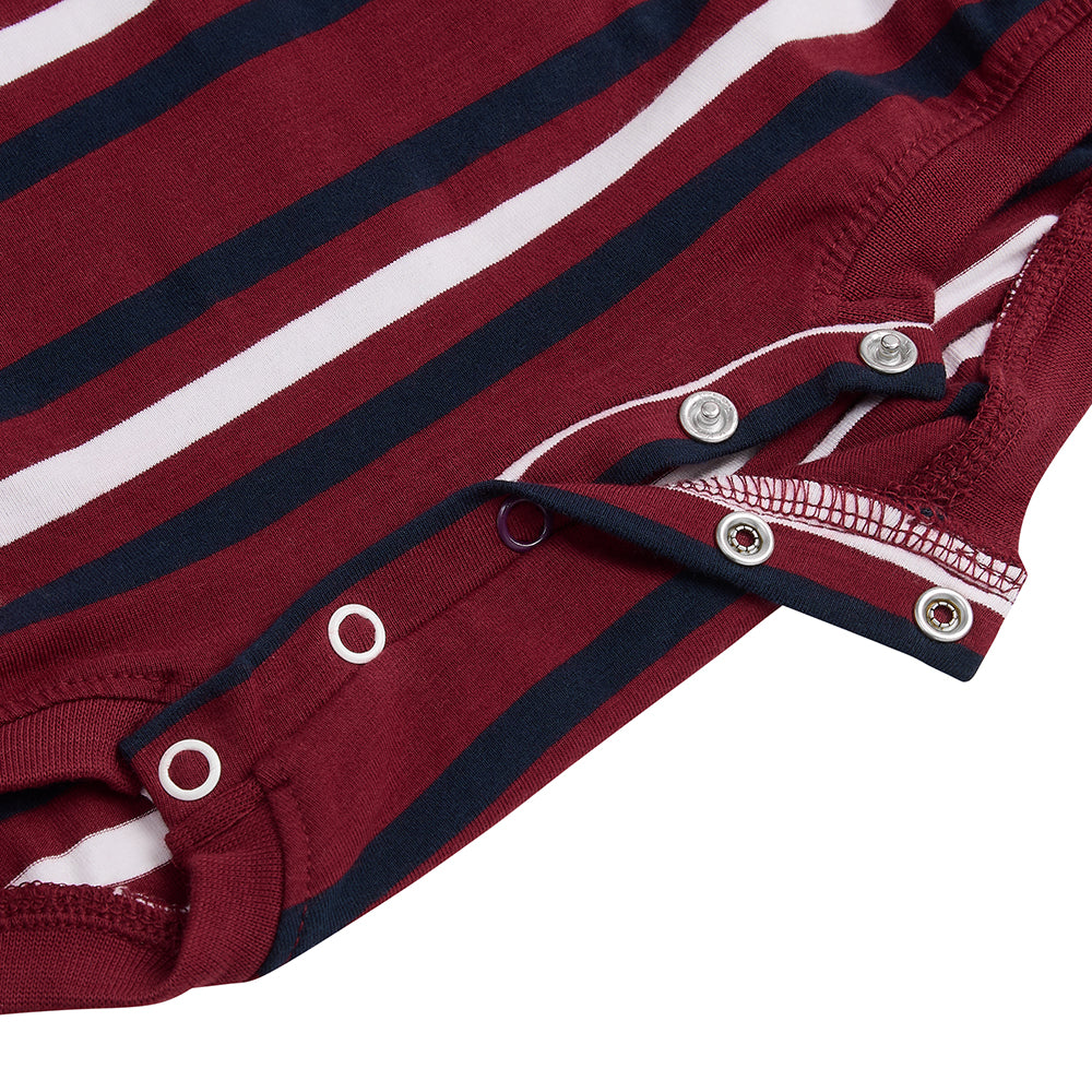 KayCey® Signature Stripes Short Sleeve Popper Vest Bodysuit