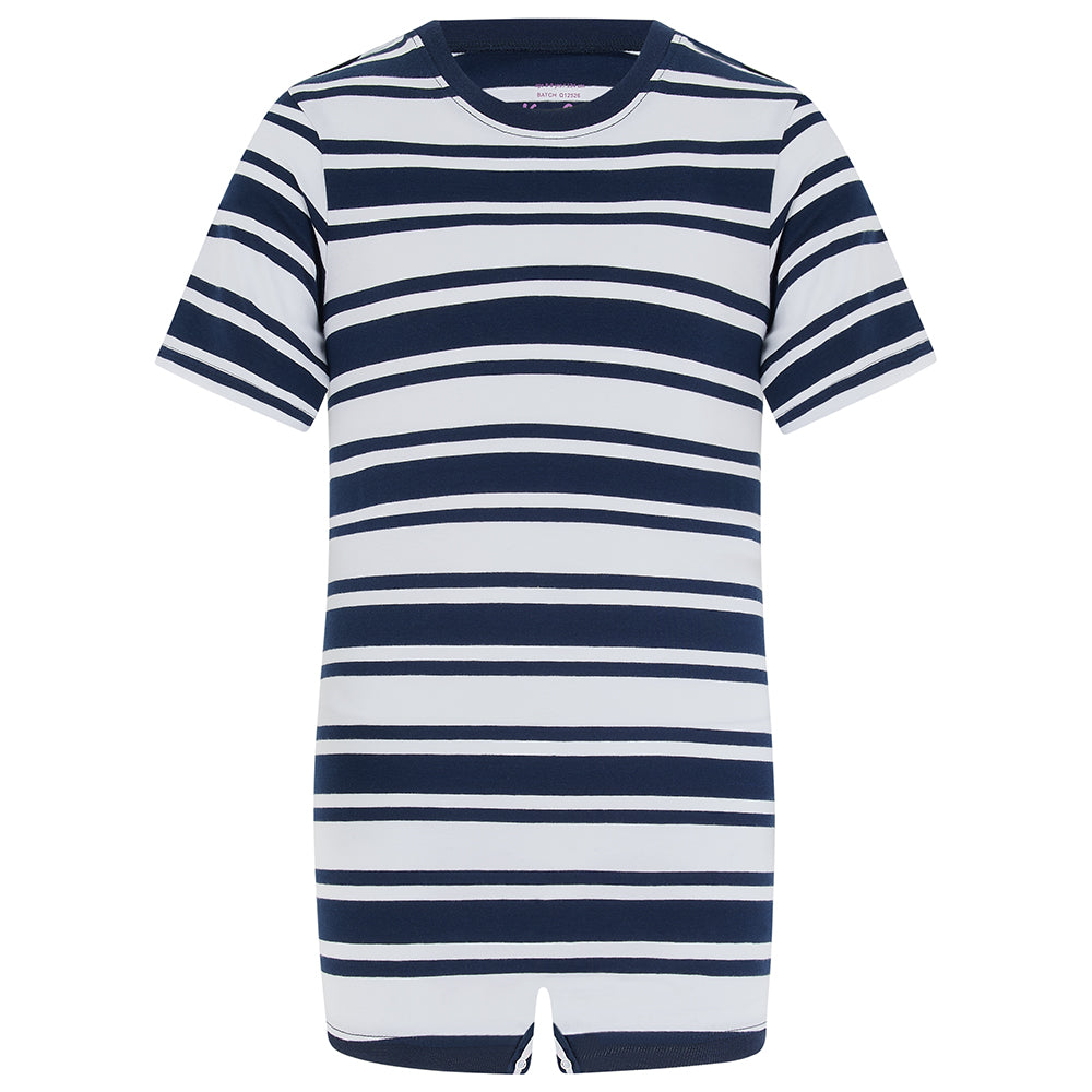 KayCey® Signature Stripes Short Sleeve Popper Vest Bodysuit
