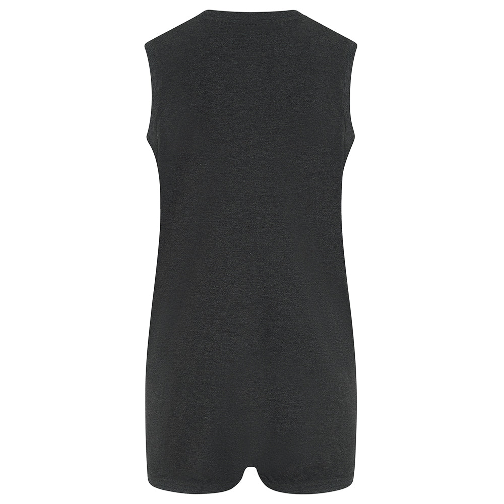 Kids charcoal sleeveless poppervest on a white background showing the back