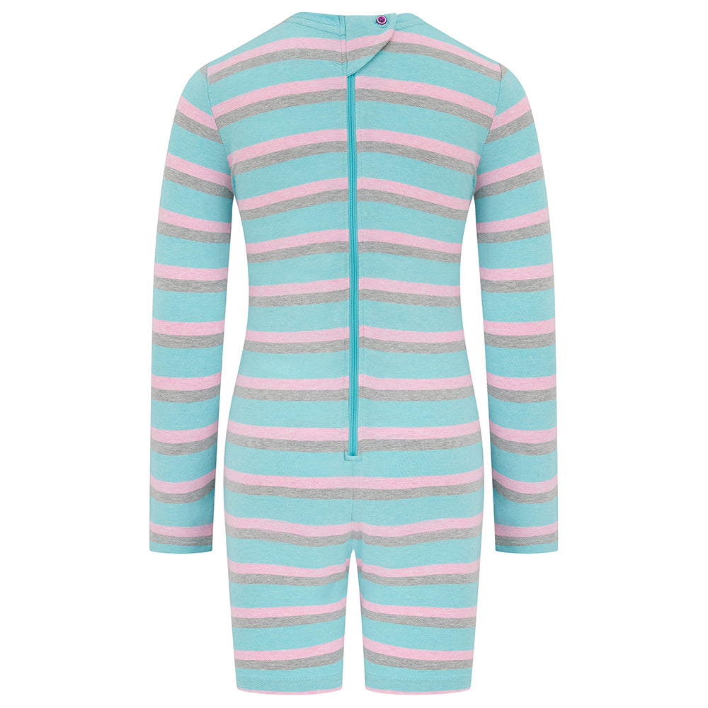 KayCey® Signature Stripes Long Sleeve Knee Length Zip Back Jumpsuit