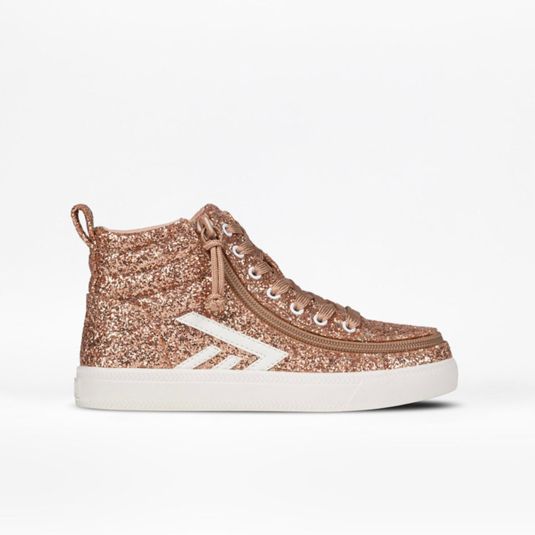 Billy Footwear (Kids) High Top Rose Gold Glitz CS Canvas Shoes