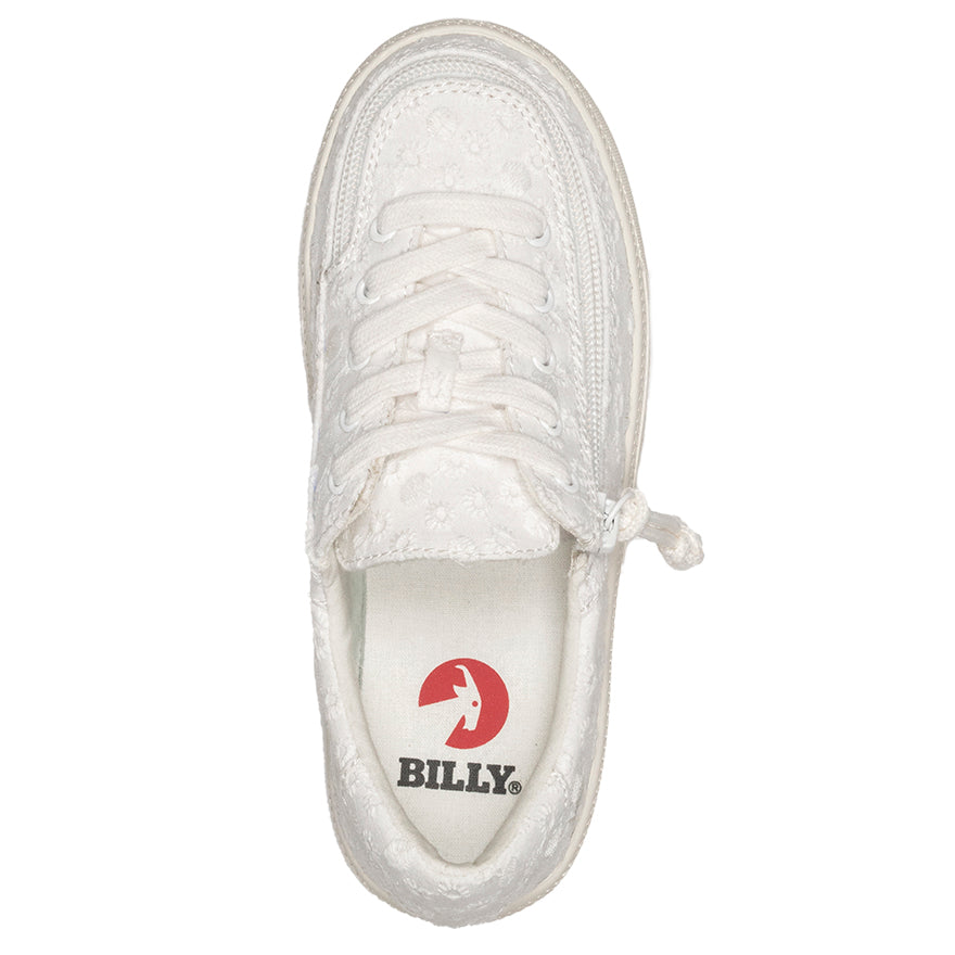Billy Footwear (Kids)  - Low Top White Eyelet Canvas Shoes CLEARANCE