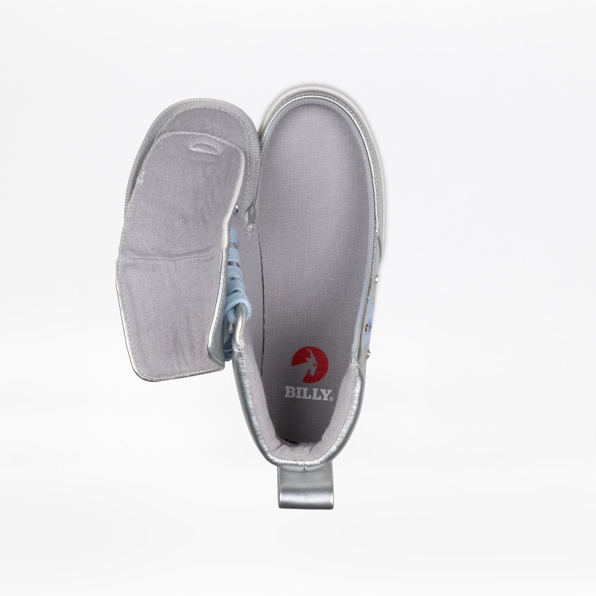 Billy Footwear (Kids) - High Top Silver Butterfly Shoes