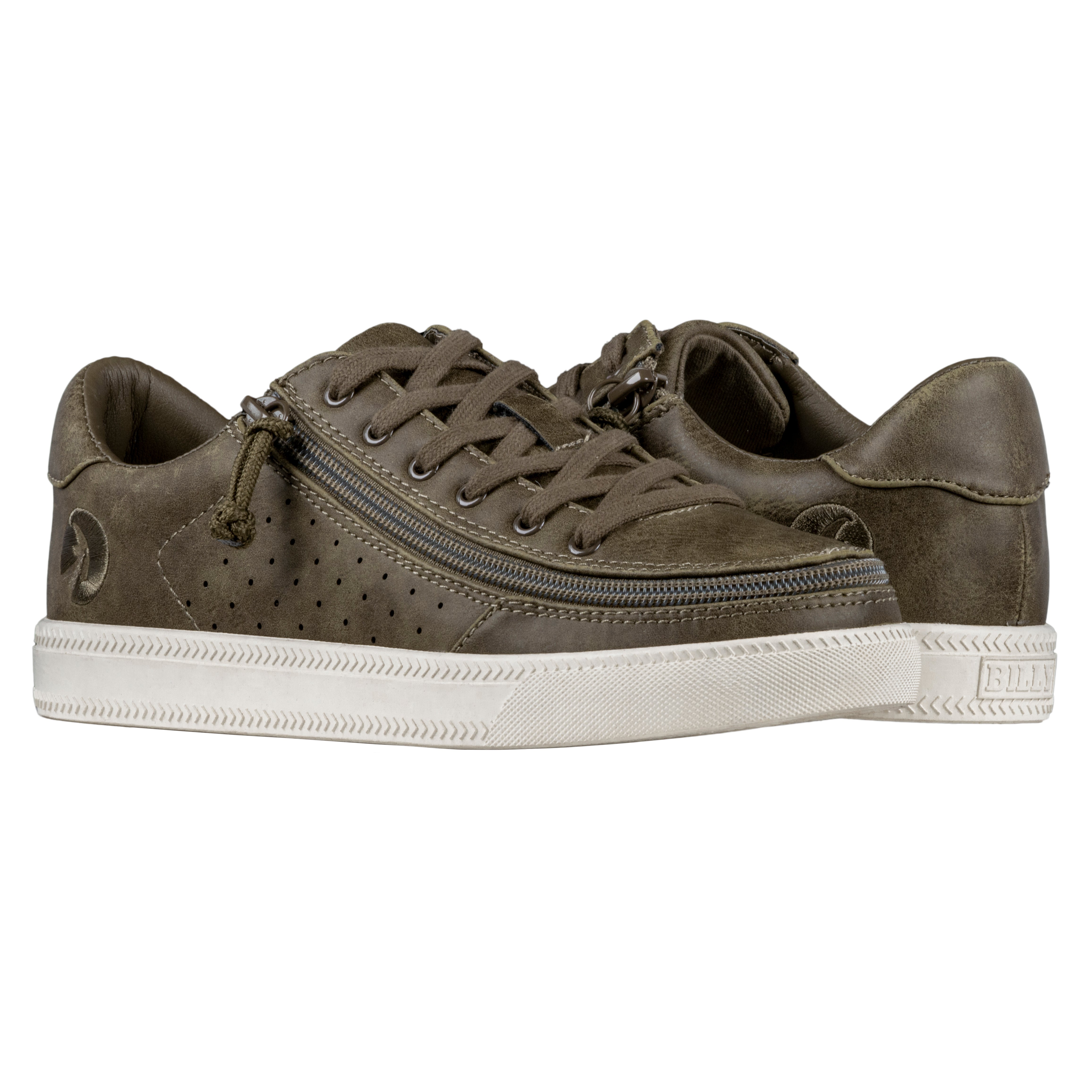 Billy Footwear (Womens) - Low Top Olive Faux Leather Shoes Clearance