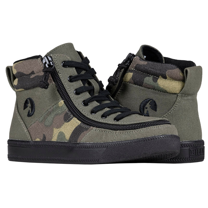Billy Footwear (Kids) - Street High Top Olive Camo Canvas Shoes