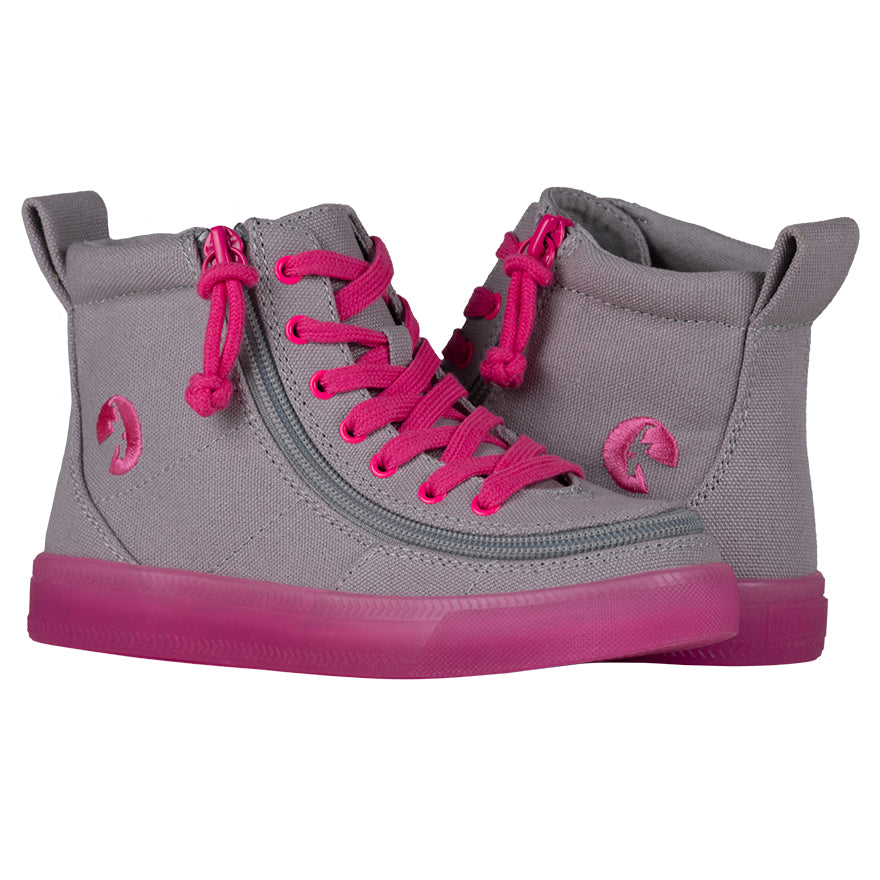 Billy Footwear (Kids) - High Top Grey/Pink Canvas Shoes