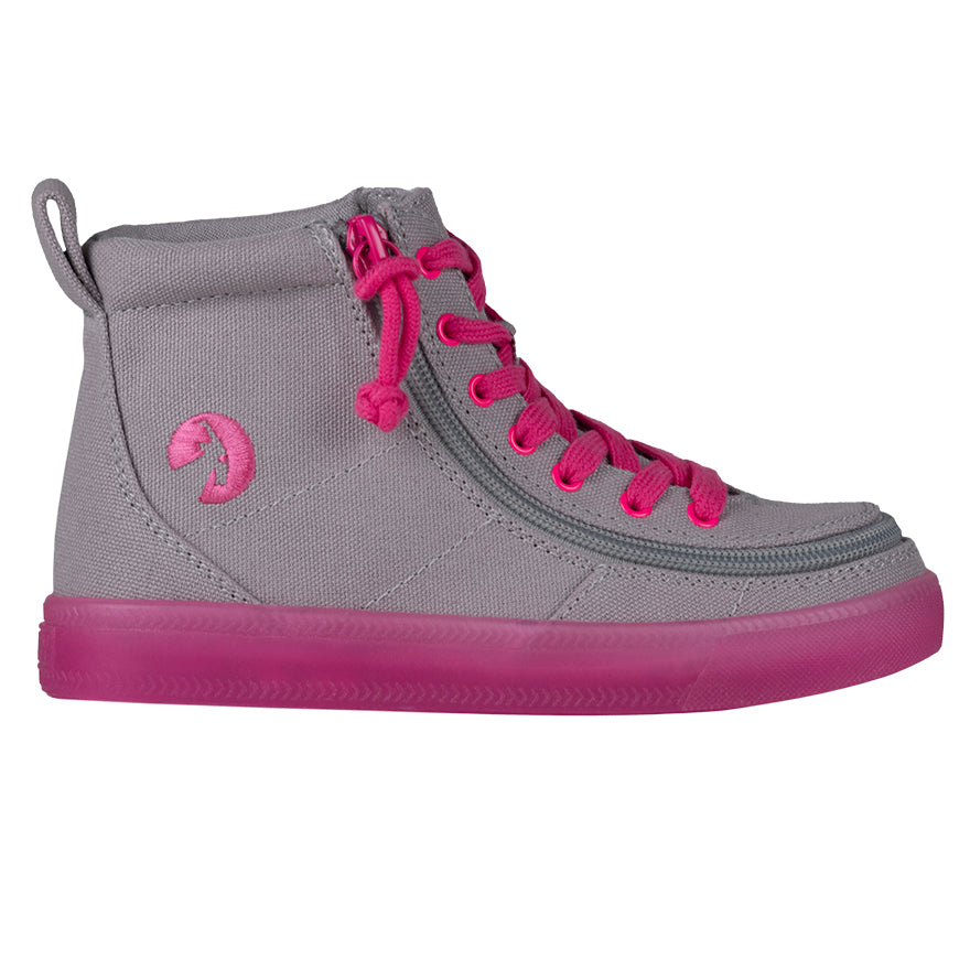Billy Footwear (Kids) - High Top Grey/Pink Canvas Shoes