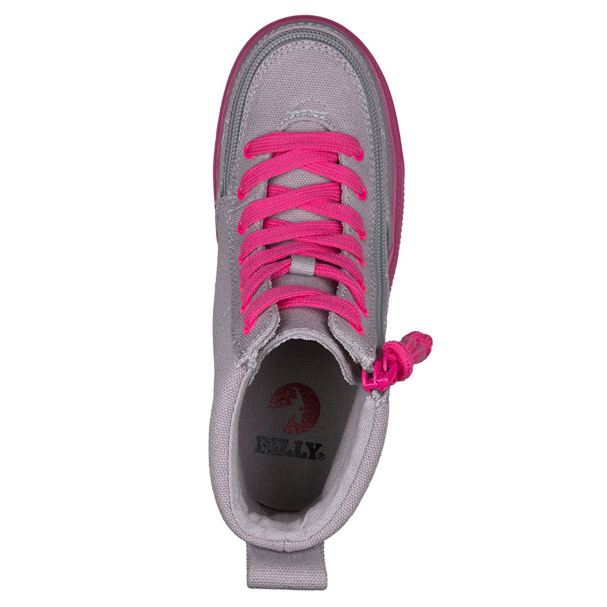 Billy Footwear (Kids) - High Top Grey/Pink Canvas Shoes