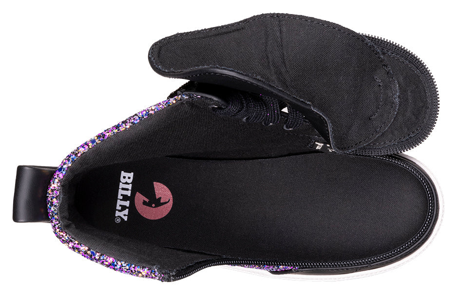 Billy Footwear (Kids) - High Top Black Fuchsia Faux Leather Shoes