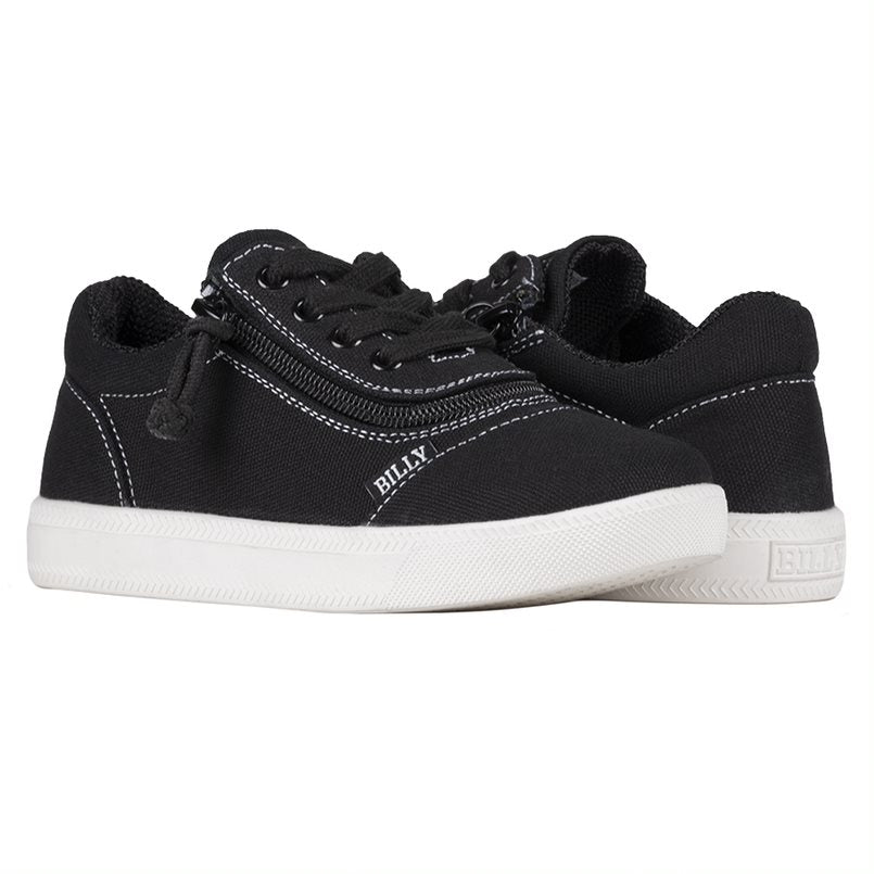 Billy Footwear (Kids) MDR Fit - Short Wrap Low Top Black White Canvas Shoes