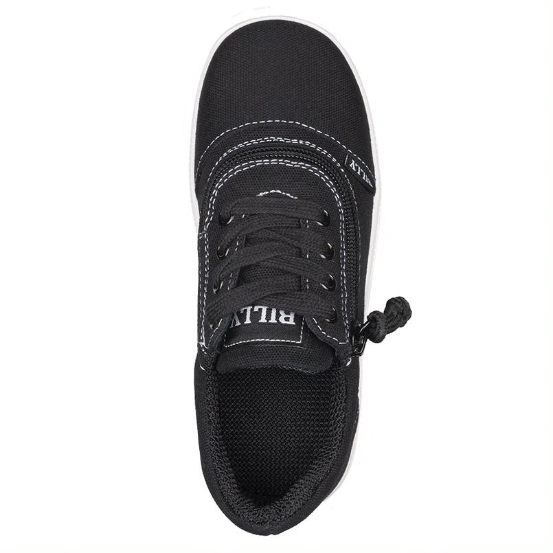 Billy Footwear (Kids) MDR Fit - Short Wrap Low Top Black White Canvas Shoes