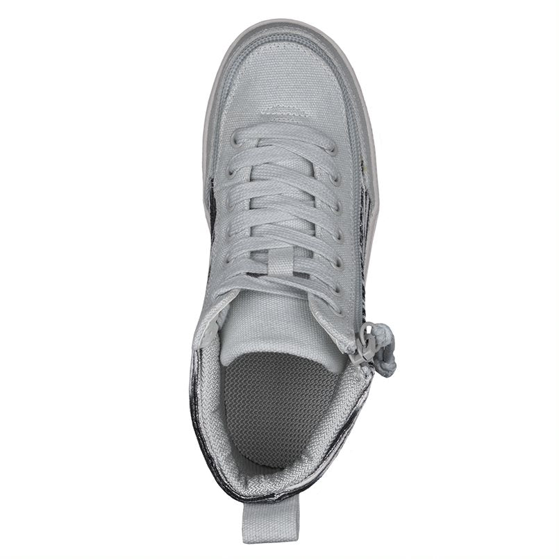 Billy Footwear (Kids) DR Fit - High Top Silver Streak Canvas Shoes