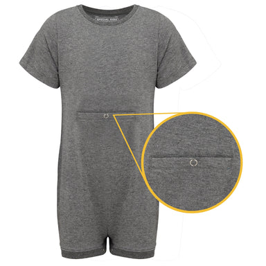 KayCey_Adaptive_clothing_for_older_children_with_special_needs_Short_Sleeve_with_Tube_Access_Grey_Front