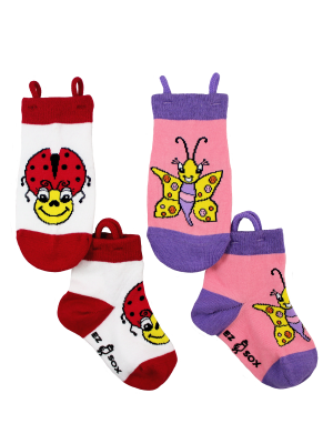 Ez_Socks_for_special_needs_toddlers_children_seamless_toes_anti_slip_pull_up_loops_ladybird_butterfly_girls
