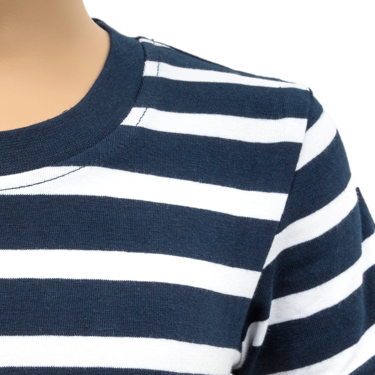 KayCey_Adaptive_clothing_for_older_children_with_special_needs_Short_Sleeve_Navy_white_stripe_shoulder