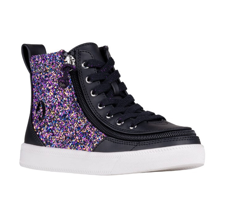 Billy Footwear (Kids) - High Top Black Fuchsia Faux Leather Shoes