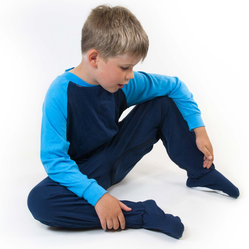 Seenin_zip_back_footed_sleepsuit_with_closed_feet_blue_pajamas_for_special_needs_stops_access_to_nappies