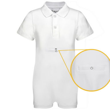 KayCey_Adaptive_clothing_for_older_children_with_special_needs_Polo_with_Tube_Access_White_Front