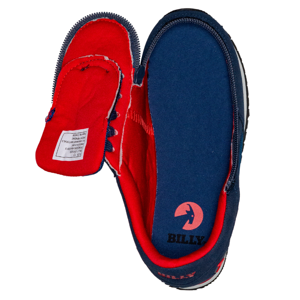 Billy_Footwear_Kids_navy_red_colour_faux_suede_Trainers_special_needs_shoes