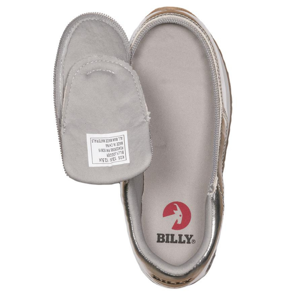 billy_footwear_adaptive_shoes_for_children_special_kids_company_billy_kids_silver_metallic_trainers_open