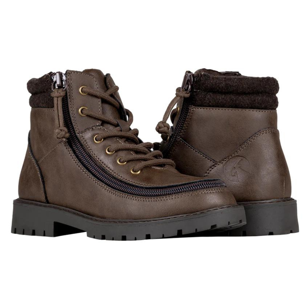 Billy Footwear (Kids) -  Brown Faux Leather Lug Boots