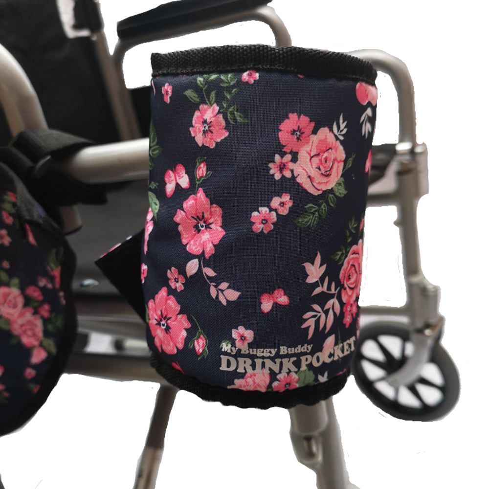 My_Buggy_Buddy_universal_floral_thermal_bottle_cup_holder_velcro_fastening_to_wheelchair
